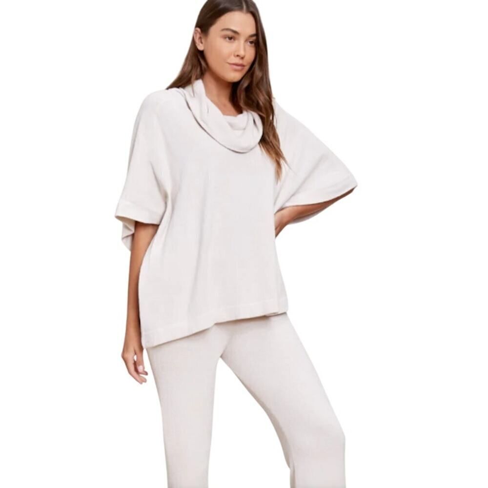 Barefoot Dreams CozyChic Ultra Lite Poncho Women's L/XL Cowl Neck Sand Dune